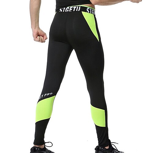 

Men's Running Tights Leggings Base Layer Patchwork Base Layer Athletic Winter Spandex Breathable Quick Dry Moisture Wicking Fitness Gym Workout Running Sportswear Activewear Color Block BlackGray