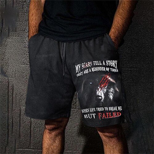 

Men's Stylish Casual / Sporty Active Shorts Drawstring Pocket Elastic Waist Knee Length Pants Sports Outdoor Daily Micro-elastic Graphic Wolf Comfort Breathable Mid Waist Black M L XL XXL 3XL
