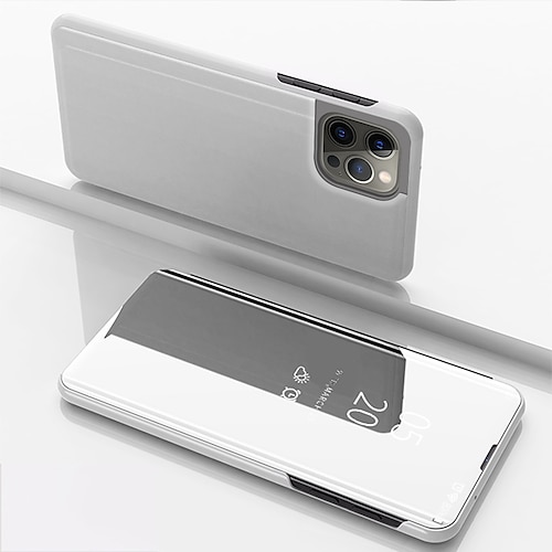 

Phone Case For Apple Full Body Case iPhone 14 Pro Max 14 Plus 13 12 11 Pro Max Mini X XR XS Mirror Kickstand Solid Colored PU Leather