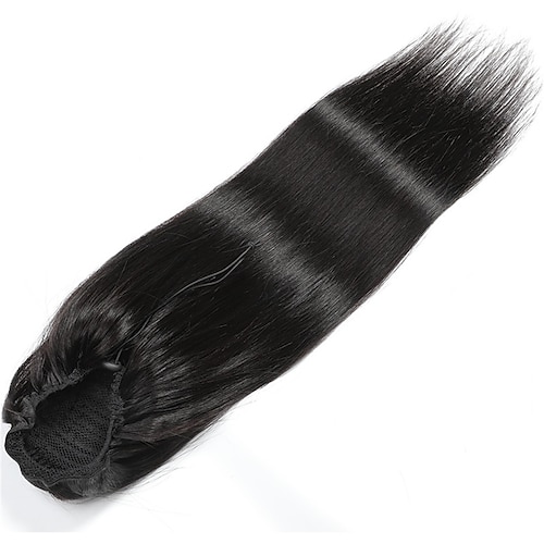 

cheveux humains cordon queue de cheval pour les femmes noires 8a vierge brésilienne droite clip en queue de cheval extension one piece morceaux de cheveux humains naturel noir