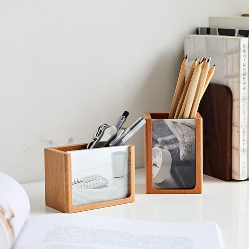 

Pen Holder Cup Creative Wear-Resistant Wood for School Office Student