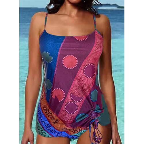 

Mulheres Roupa de Banho Uma pedaço Monoquíni Fatos de banho Tamanho Grande roupa de banho Sem costas Estampado para bustos grandes Geométrica Verde Vermelho Marron Com Alças Fatos de banho novo