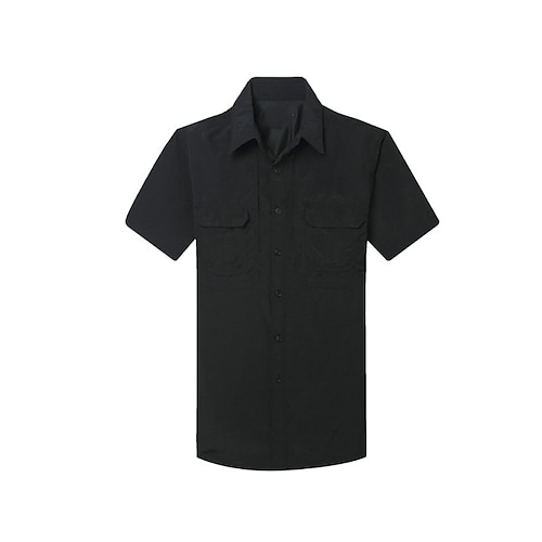 

Men's Shirt Solid Color Turndown Street Casual Button-Down Short Sleeve Tops Casual Fashion Breathable Comfortable Green Black Gray