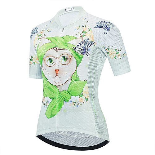 

21Grams Women's Short Sleeve Cycling Jersey Summer Spandex White Butterfly Floral Botanical Bike Top Mountain Bike MTB Road Bike Cycling Quick Dry Moisture Wicking Sports Clothing Apparel