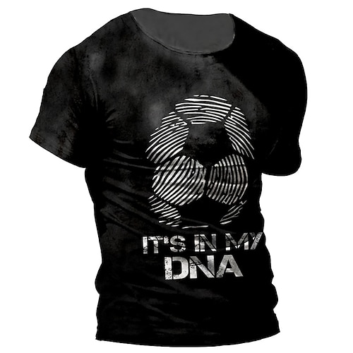

Men's Unisex T shirt 3D Print Graphic Prints Football Crew Neck Street Daily Print Short Sleeve Tops Casual Designer Big and Tall Papa T Shirts Black / Gray Black Dark Gray / Summer