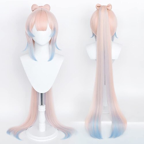 

Genshin Impact Cosplay Cosplay Wigs Women's Asymmetrical With Bangs With Ponytail / Heat Resistant Fiber Natural Straight Blonde Teen Adults' Anime Wig