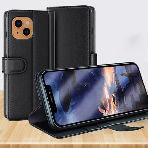 

Phone Case For Apple Wallet Card iPhone 13 Pro Max 12 11 SE 2022 X XR XS Max 8 7 Wallet Card Holder Shockproof Solid Colored Genuine Leather