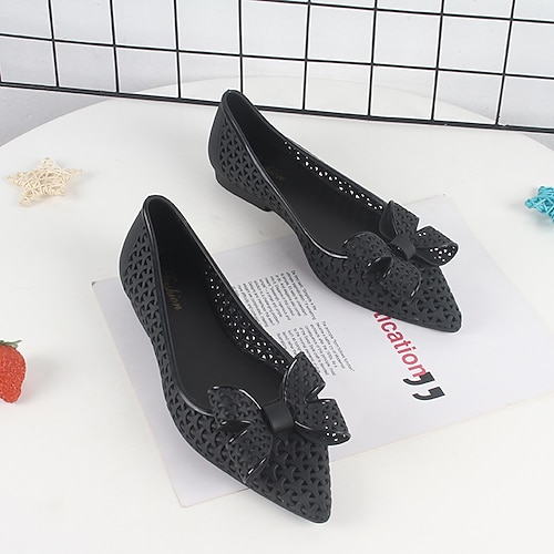 

Women's Flats Formal Shoes Rhinestone Flat Heel Pointed Toe Closed Toe Elegant Casual Daily PVC Loafer Spring Summer Solid Colored Black Pink Fuchsia