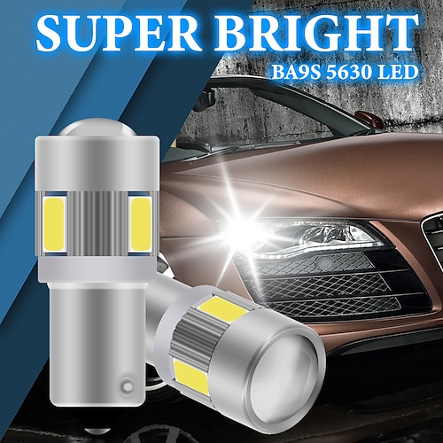 

10PCS BA9S LED Car Led CANBUS T4W H6W LED 6LED Side Wedge Light Interior Signal Lamp License Plate Light Dome Light 12V White