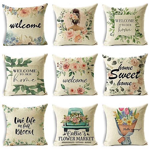 

Floral Double Side Cushion Cover 1PC Soft Decorative Square Throw Pillow Cover Cushion Case Pillowcase for Bedroom Livingroom Superior Quality Machine Washable Indoor Cushion for Sofa Couch Bed Chair