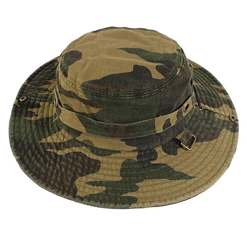 

Men's Women's Sun Hat Fishing Hat Fisherman Hat Hiking Hat Summer Outdoor Sunscreen UV Protection Quick Dry Sun Shades Hat Cotton Green Camouflage khaki for Fishing Climbing Camping / Hiking / Caving