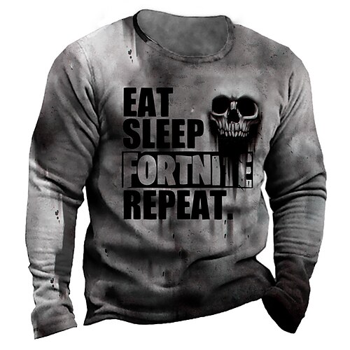 

Men's Unisex Sweatshirt Pullover Graphic Prints Skull Letter Print Daily Sports 3D Print Casual Vintage Hoodies Sweatshirts Gray