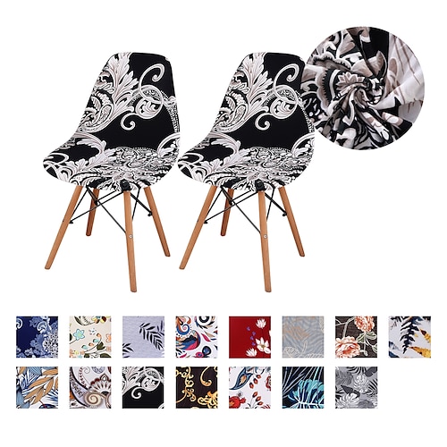 

2 Pcs Shell Chair Cover for Kitchen Dining Room Chair Slipcovers Mid Century Modern Style Parson Stretch Chair Covers for Dining Room