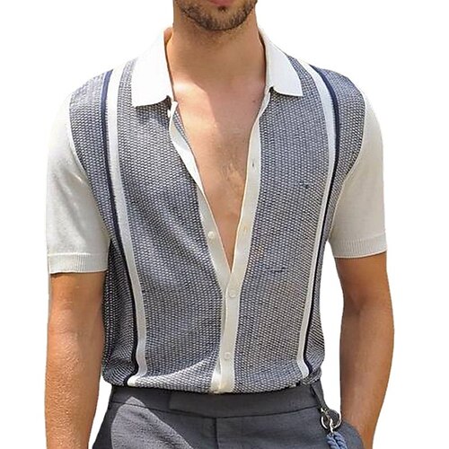 

Men's Casual Shirt Solid Colored Turndown Street Casual Button-Down Short Sleeve Tops Casual Fashion Breathable Comfortable Blue / Spring / Summer