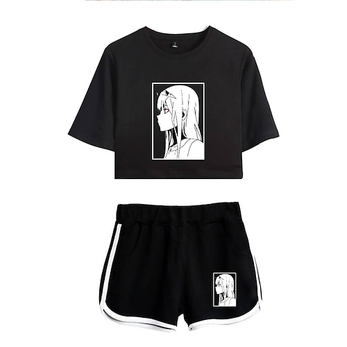 

Inspired by Darling in the Franxx 02 Zero Two Outfits Crop Top 100% Polyester Anime Harajuku Graphic Shorts For Women's