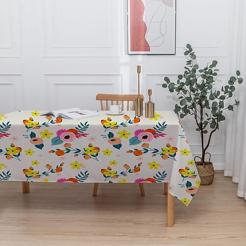 

Floral Tablecloth,Rectangle Farmhouse Table Cloth Water Resistant Dust Proof Decorative Table Cover for Kitchen Holiday Home Party Decor