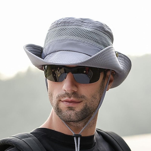 

Homme Femme Bob Chapeau de pêche Chapeau de Randonnée Chapeau de boonie Bord large Eté Extérieur Protection solaire UV Ecran Solaire Protection UV Respirable Chapeau Bleu marine arrière Vert pour