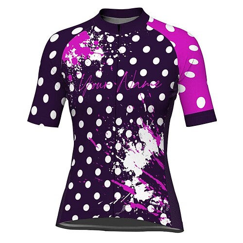 

21Grams Women's Short Sleeve Cycling Jersey Polka Dot Bike Top Mountain Bike MTB Road Bike Cycling Purple Spandex Polyester Breathable Quick Dry Moisture Wicking Sports Clothing Apparel / Athleisure