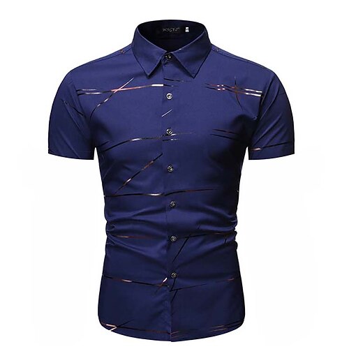 

Men's Shirt Print Curve Turndown Casual Daily Button-Down Print Short Sleeve Tops Casual Fashion Beach Wine Black Navy Blue