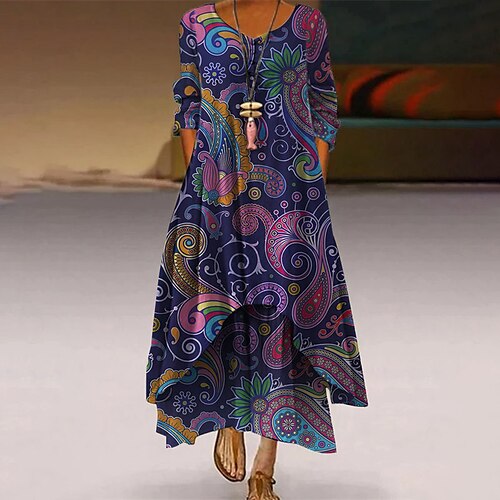 

robe décontractée femme robe swing robe midi violet rose gris à manches longues animal à volants hiver automne automne col en v hiver robe week-end automne robe coupe ample 2023 m l xl xxl 3xl 4xl 5xl