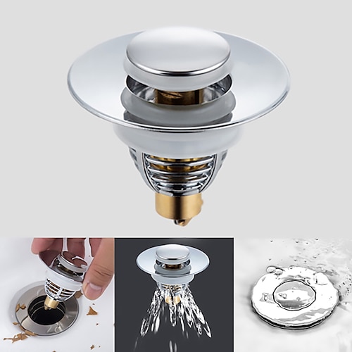 

Universal Stainless Steel and Copper Pop-Up Bounce Core Basin Drain Filter Hair Catcher Shower Sink Strainer Bath Stopper Bath Stopper Plug Bathtub Bathroom Tool