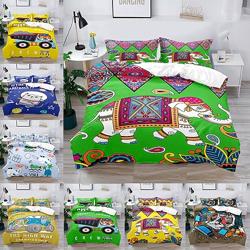 

3-Piece Duvet Cover Set Hotel Bedding Sets Comforter Cover with Soft Lightweight Microfiber, Include 1 Duvet Cover, 2 Pillowcases for Double/Queen/King(1 Pillowcase for Twin/Single)