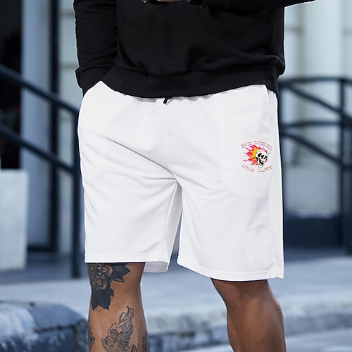 

Men's Stylish Classic Style Active Shorts Elastic Drawstring Design Front Pocket Print Short Pants Sports Outdoor Casual Graphic Prints Flame Cotton Blend Comfort Breathable Mid Waist 1 2 3 4 5 S M L