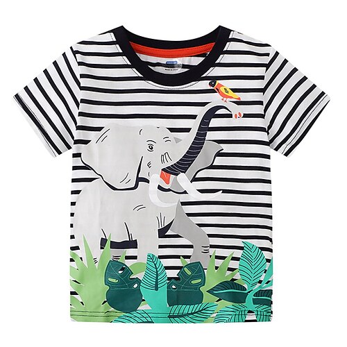 

Kids Boys T shirt Leaf Outdoor Short Sleeve Active Cotton 2-8 Years Spring White