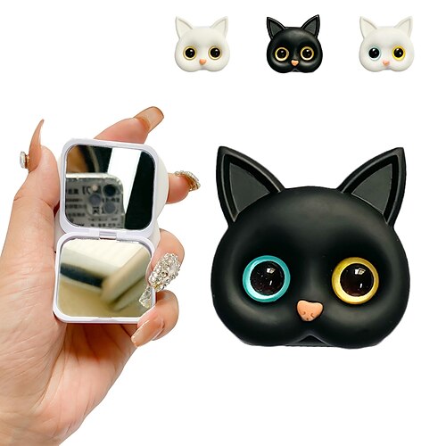 

3D Cat Phone Stand Cute Vanity Mirror Ring Mobile Holder For iPhone 13 12Pro Max X 8 Xiaomi Realme Samsung Girl Gift Portable