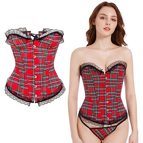 

Cosplay Punk & Gothic Overbust Corset Masquerade Overbust Corset Women's Tummy Control Push Up Jacquard Costume Vintage Cosplay Party Plus Size Corset Masquerade