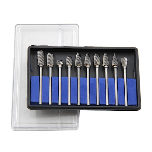 

10pc Cemented Carbide Rotary File 3 6 Single Grain Tungsten Steel Grinding Head Die Woodworking Grinding File For Electric Grinding