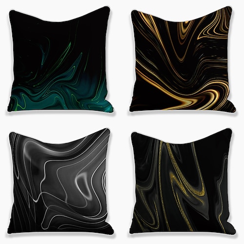 

Black Abstract Stripes Double Side Cushion Cover 4PC Soft Decorative Square Throw Pillow Cover Cushion Case Pillowcase for Bedroom Livingroom Superior Quality Machine Washable Indoor Cushion for Sofa Couch Bed Chair