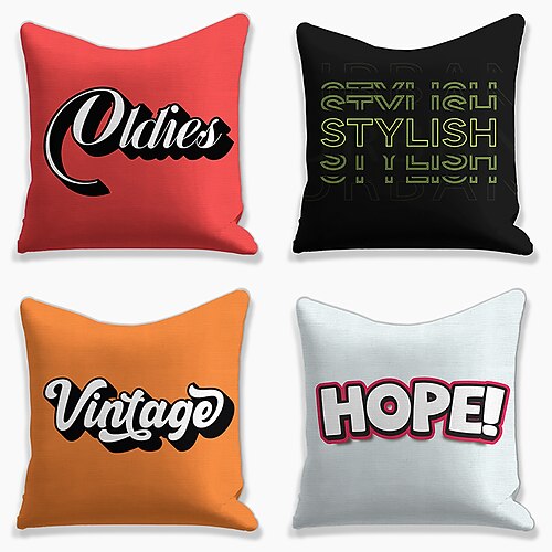 

Alphabet Double Side Cushion Cover 4PC Soft Decorative Square Throw Pillow Cover Cushion Case Pillowcase for Bedroom Livingroom Superior Quality Machine Washable Indoor Cushion for Sofa Couch Bed Chair