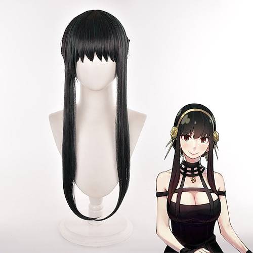 

yor cosplay wig x Family Yor Forger Cosplay Wigs Women's Braid / Heat Resistant Fiber kinky Straight Black Teen Adults' Anime Wig / Synthetic Hair