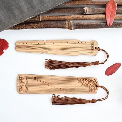

Wood Bookmark Geometrical Creative Pagination Mark Wood Retro Aesthetic Chinese Style Bookmark for Student Women Gifts 143 inch