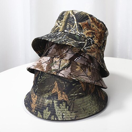 

Men's Women's Sun Hat Fishing Hat Hiking Hat Boonie hat Wide Brim Summer Outdoor UV Sun Protection Sunscreen UV Protection Breathable Hat Camouflage Maple Leaf Color Big tree color Aya Araba for