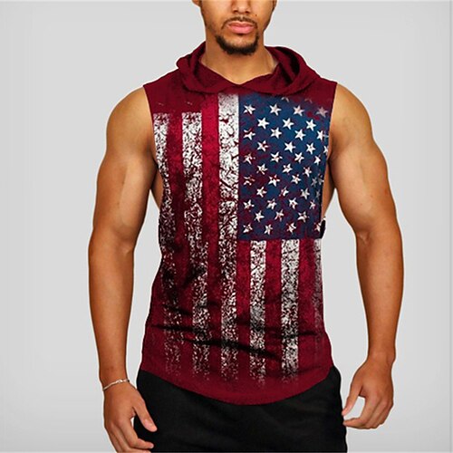 

Men's Hoodie Graphic Flag Print Sports Outdoor Sports Weekend 3D Print Casual Designer Hoodies Sweatshirts Wine