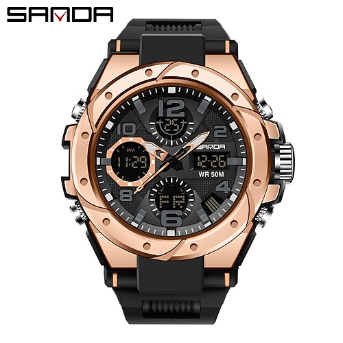 

SANDA Digital Watch for Men Analog - Digital Digital Stylish Stylish Casual Waterproof Alarm Clock Dual Time Zones Plastic Silicone Fashion