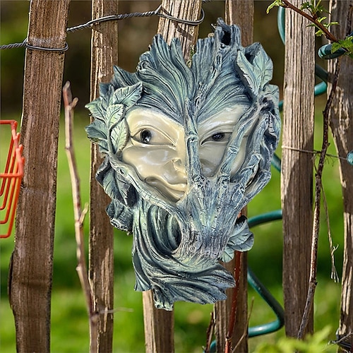 

geheimnisvolle Greenwoman Garden Peeper bashful Sprite Tree Face Mystic Decor Wandskulptur geeignet für drinnen und draußen