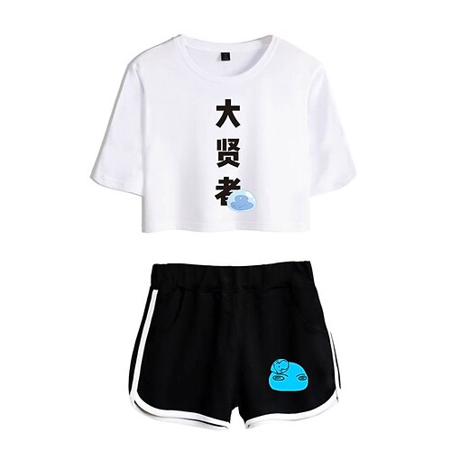

Inspired by That Time I Got Reincarnated as a Slime Cosplay Outfits Crop Top 100% Polyester Anime Harajuku Graphic Shorts For Women's