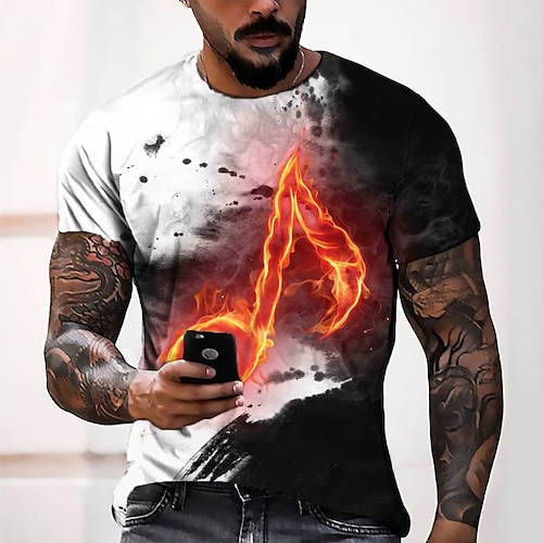 

Homme T shirt Tee Tee Graphic Col Rond Vert Violet Jaune Rouge Gris 3D effet Casual du quotidien Manches Courtes Impression 3D Vêtement Tenue Mode Frais Design Confortable / Eté / Eté