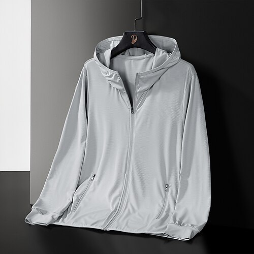 

Men's UPF 50 UV Sun Protection Zip Up Hoodie Long Sleeve Fishing Running Hiking Jacket Windbreaker Summer Outdoor Quick Dry Lightweight Soft Outerwear Trench Coat Top Hunting Climbing