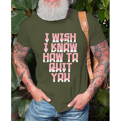 

Men's T shirt Hot Stamping Letter Round Neck Casual Daily Print Short Sleeve Tops Simple Basic Blue Black Gray