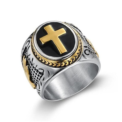 

1pc Ring For Men's Anniversary Street Gift Titanium Steel Geometrical Cross