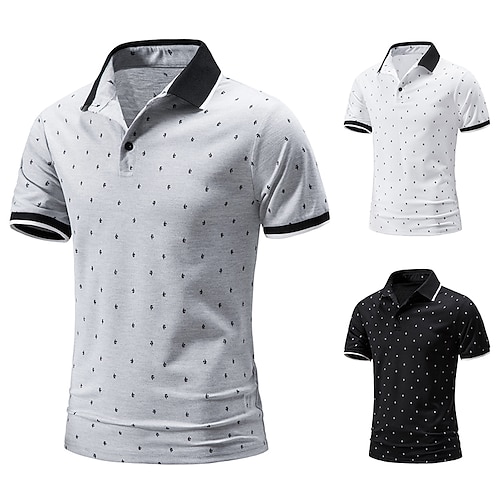 

Homme POLO T Shirt golf Casual du quotidien Sans col Col polo Manche Courte Rétro Rétro Vintage Bouton devant Eté Ample Noir Blanche Gris Clair POLO