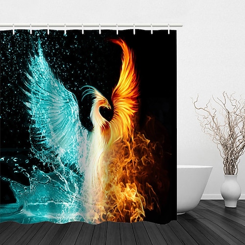 

Firebird Phoenix Animal Series Print Four-piece Shower Curtain With Hook Modern Polyester Machined Waterproof Bathroom
