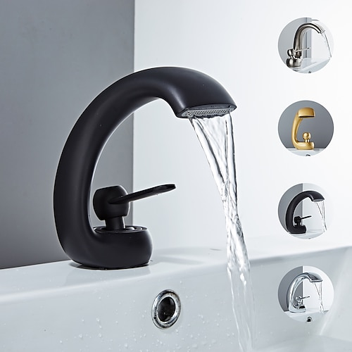 

Bathroom Sink Faucet - Waterfall Chrome / Oil-rubbed Bronze / Nickel Brushed Centerset Single Handle One HoleBath Taps