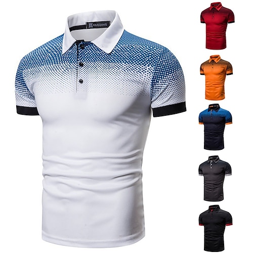 

Men's Golf Shirt Polo Shirt Quick Dry Moisture Wicking Lightweight Short Sleeve T Shirt Top Slim Fit Gradient Color Summer Tennis Golf Running