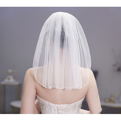 

One-tier Cute Wedding Veil Shoulder Veils with Pure Color / Crystals / Rhinestones 15.75 in (40cm) Tulle