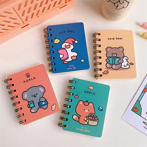 

2 pcs Spiral Notebook Notebook Plain A7 2.9×4.1 Inch Cartoon Aesthetic Cute Paper Hardcover Portable 76 Pages Notebook for School Office Student